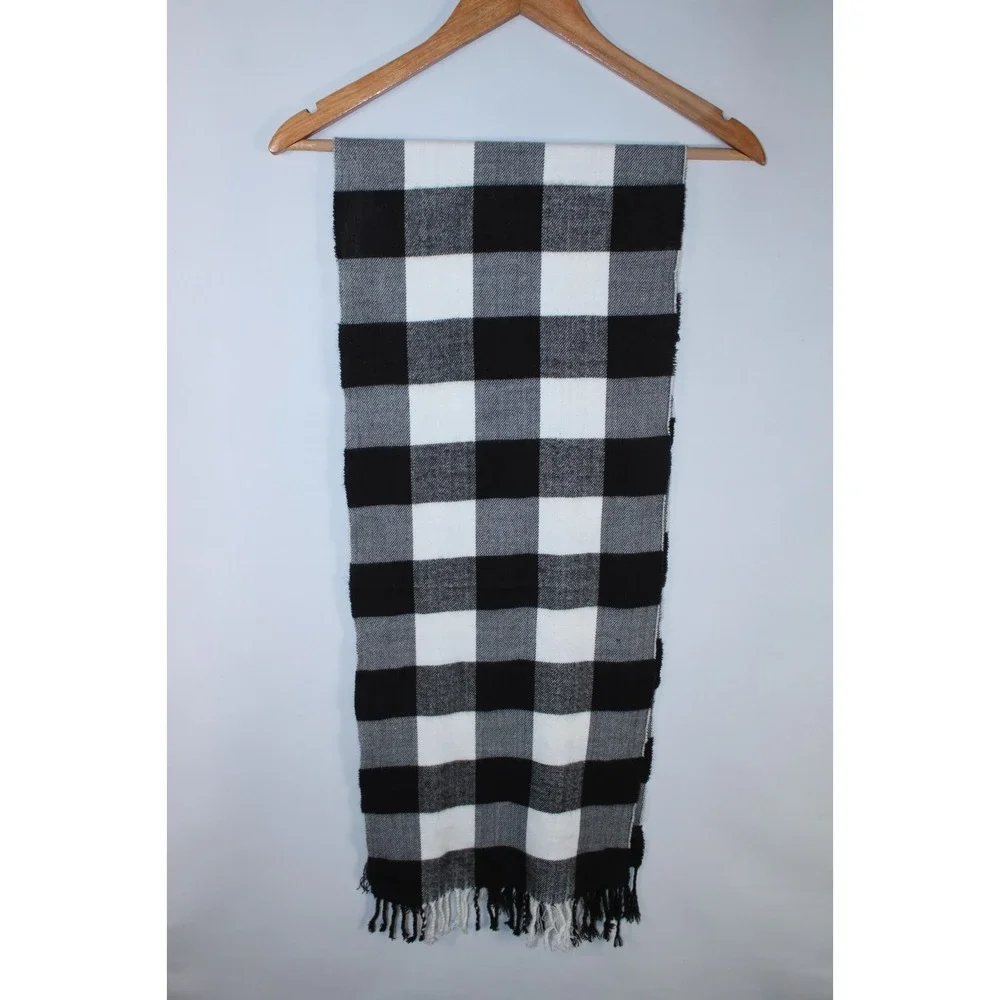 Kenzo Kids One Size Black White Check Soft Scarf